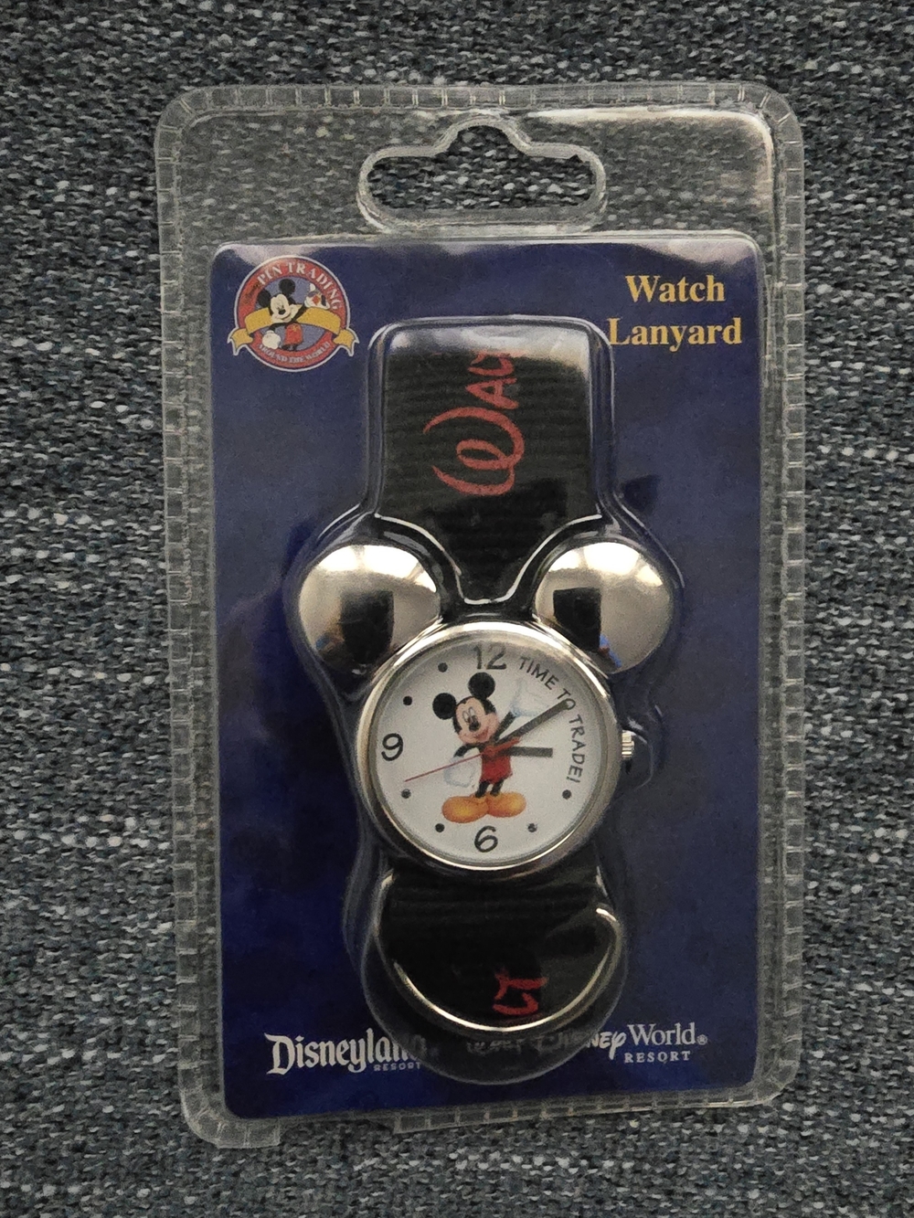 Disney Mickey Mouse Black & Red Watch Lanyard with Silver Accents
